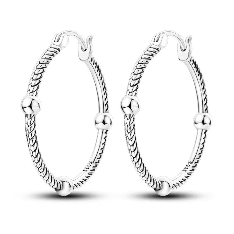 Aretes Aro Redondo Zircón Geométrico Plata 925 para Mujer