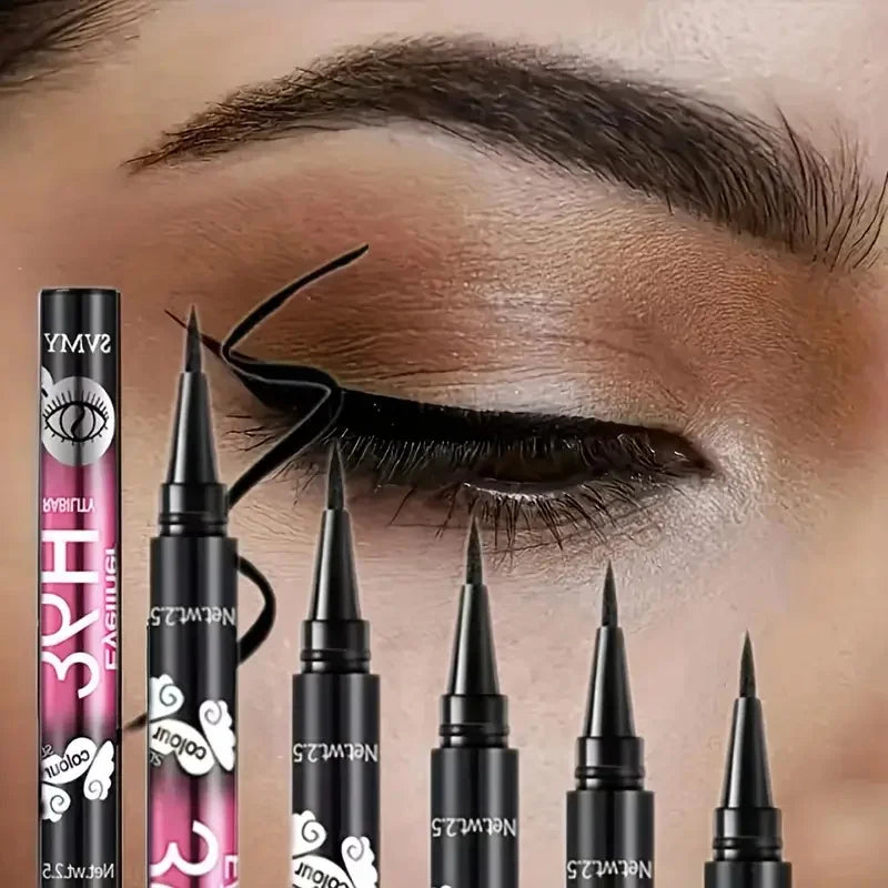 Set 12 Delineadores Líquidos Negros Waterproof Larga Duración - Maquillaje Ojos Profesional Mujer