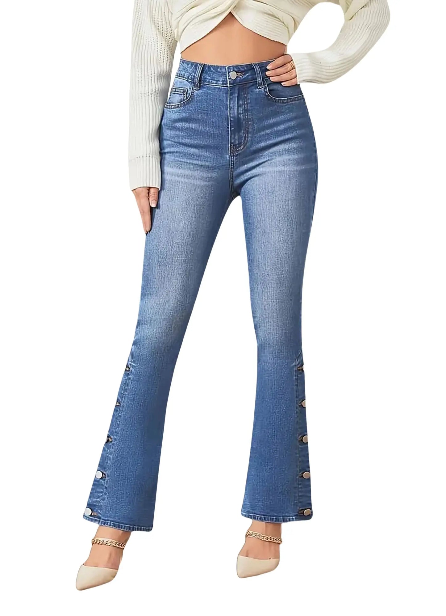 Y2k Jeans For Woman Flared Trousers Vintage Inspired Elegant Look Stretch Fabric Machine Washable Denim Pants Retro Style