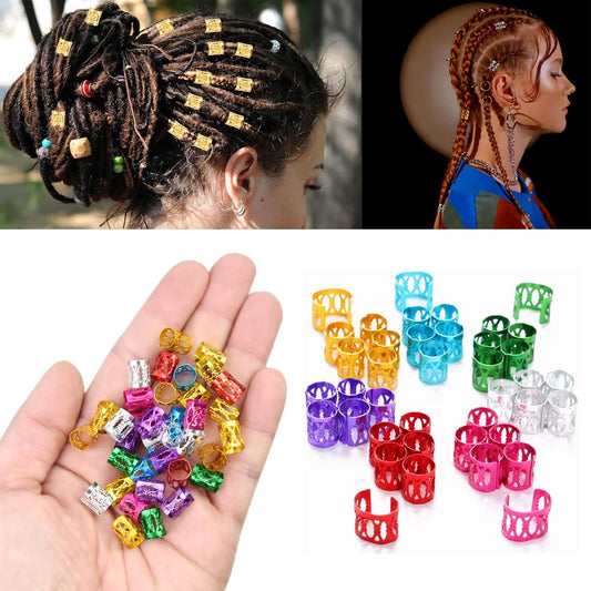 Set 50 Anillos Decorativos para Dreadlocks y Trenzas Yajukai – Joyería de Cabello Boho