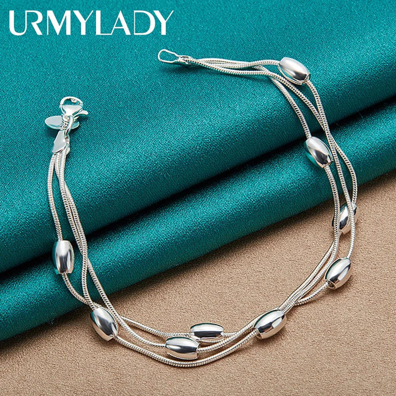 Pulsera Cadena Plata 925 Sterling Silver Diseño Moda Mujer - Joyería Hermosa Boda Fiesta Regalo Elegante