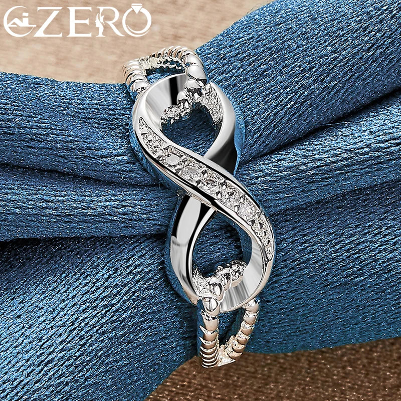 Anillo Forma 8 Zirconia Plata 925 Pareja