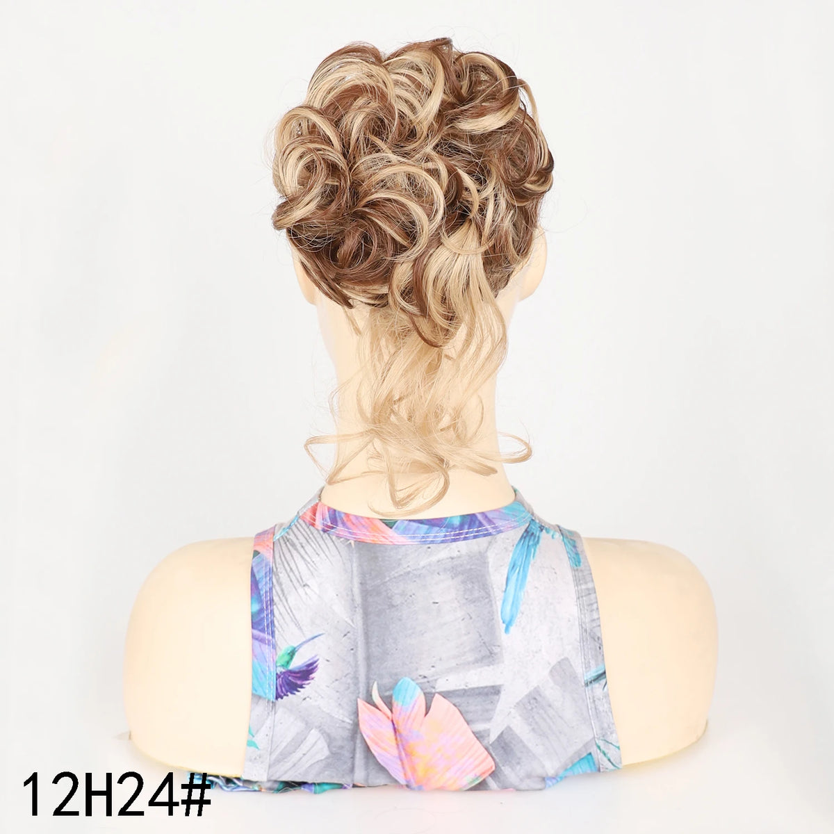 Moño Rizado Despeinado Sintético con Banda Elástica – Chignon Updo Rápido | Accesorio de Cabello para Mujer