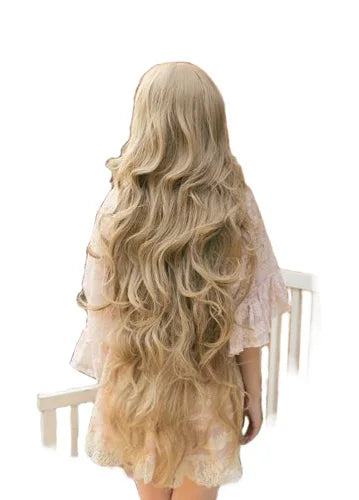Peluca Rubia Larga Ondulada 100cm – Sintética para Cosplay, Fiesta y Halloween