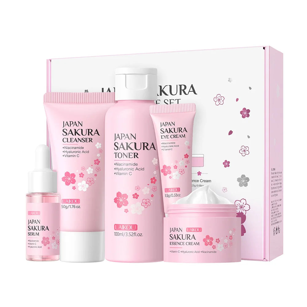 Kit Sakura LAIKOU 5 Piezas - Limpiador, Tóner, Sérum, Contorno y Crema