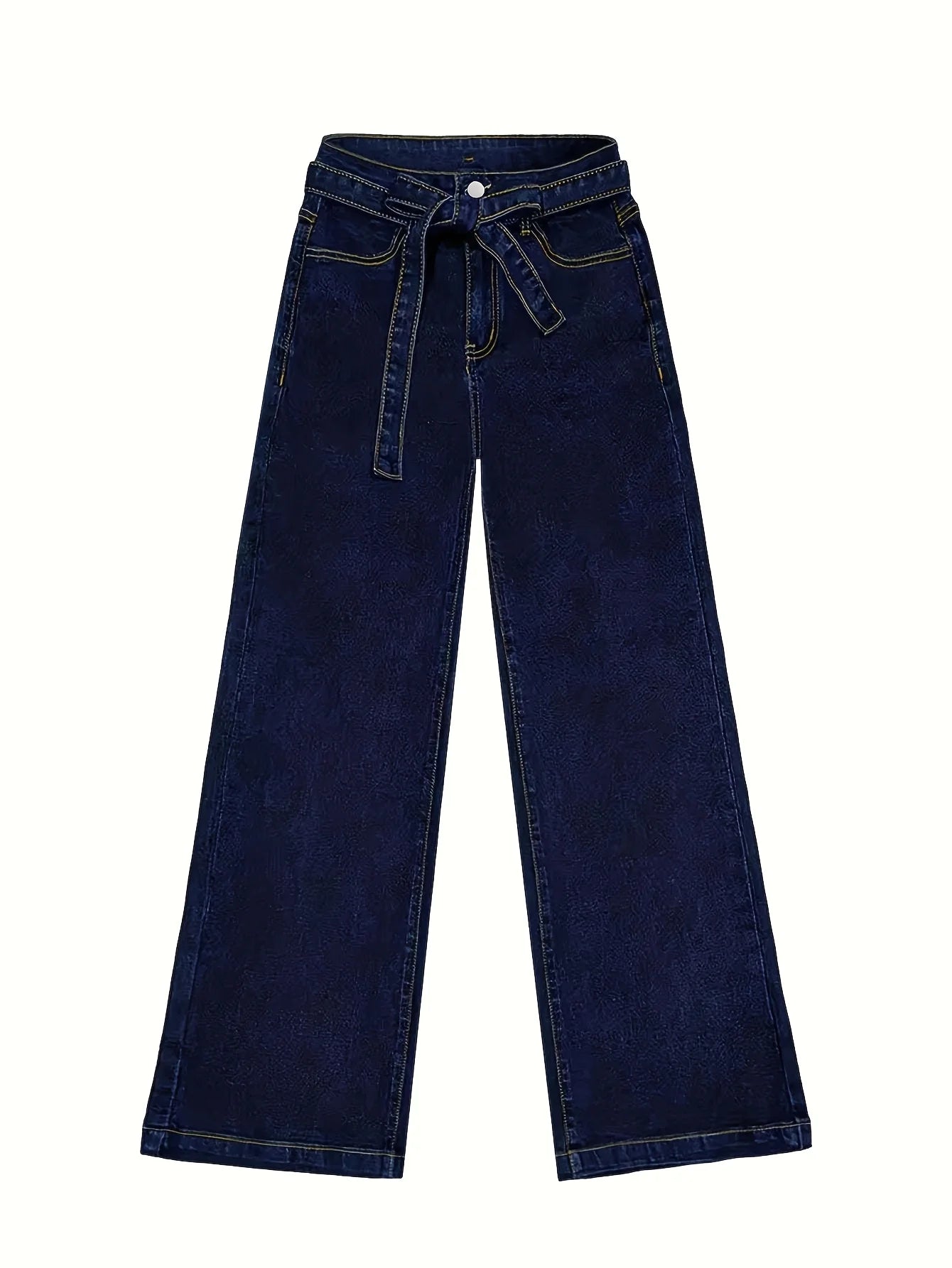 Women’s Straight Leg Jeans with Belt - Stylish and Comfortable Women's Denim Pants