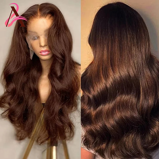 Peluca Chocolate Brown HD Lace Front 13x4 | Cabello Humano Ondulado Pre-Peinado