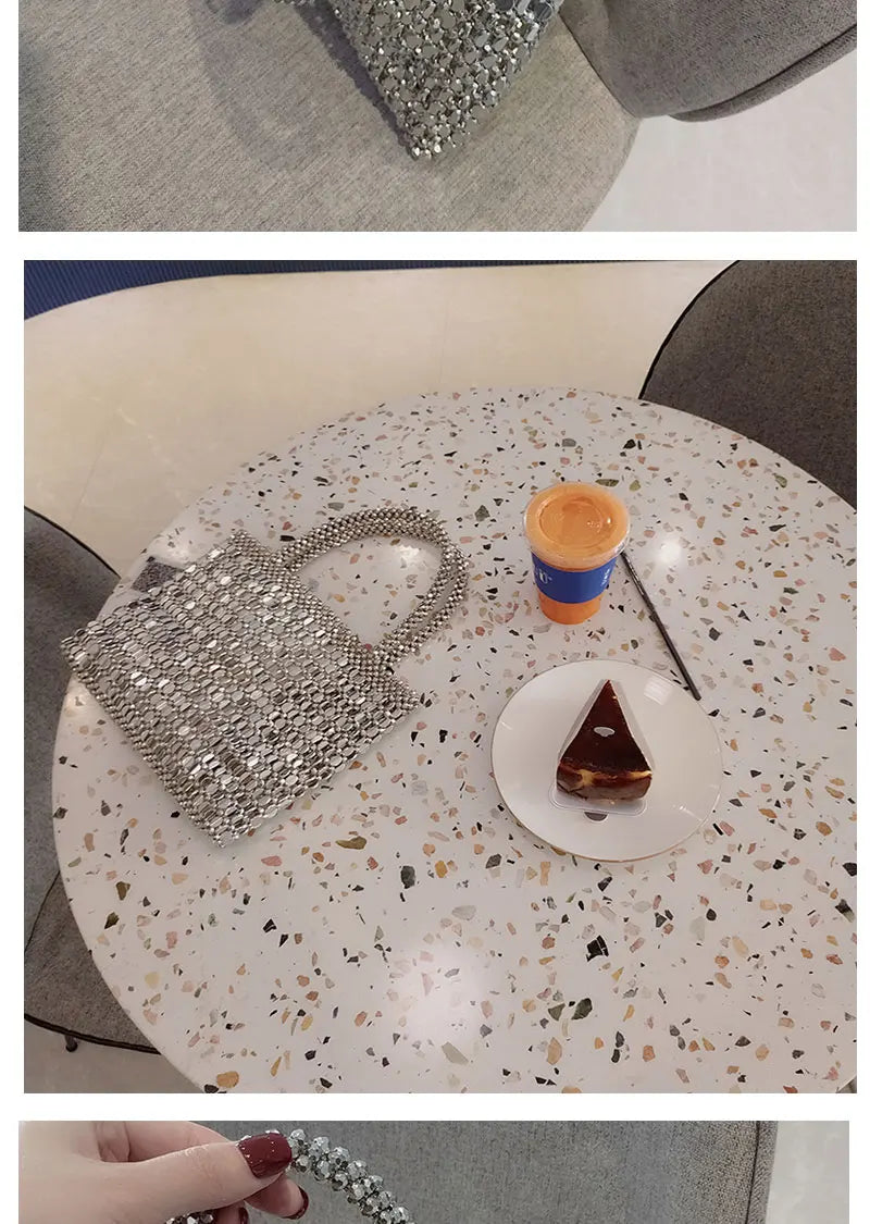 Bolso de Fiesta Tejido con Cuentas para Mujer