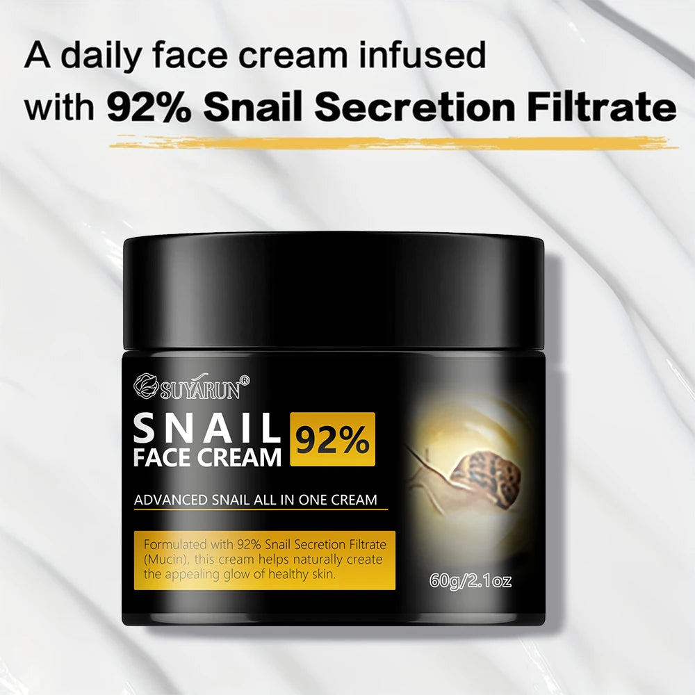 SUYARUN Snail Moisturizing Cream - 24H Hydrating, Anti-Aging Face Cream, Repairing & Brightening Skincare for Dry Sensitive Skin