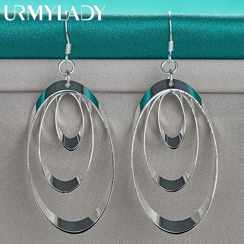 Aretes Espiral Ovalada Multi Círculo Plata 925 para Mujer