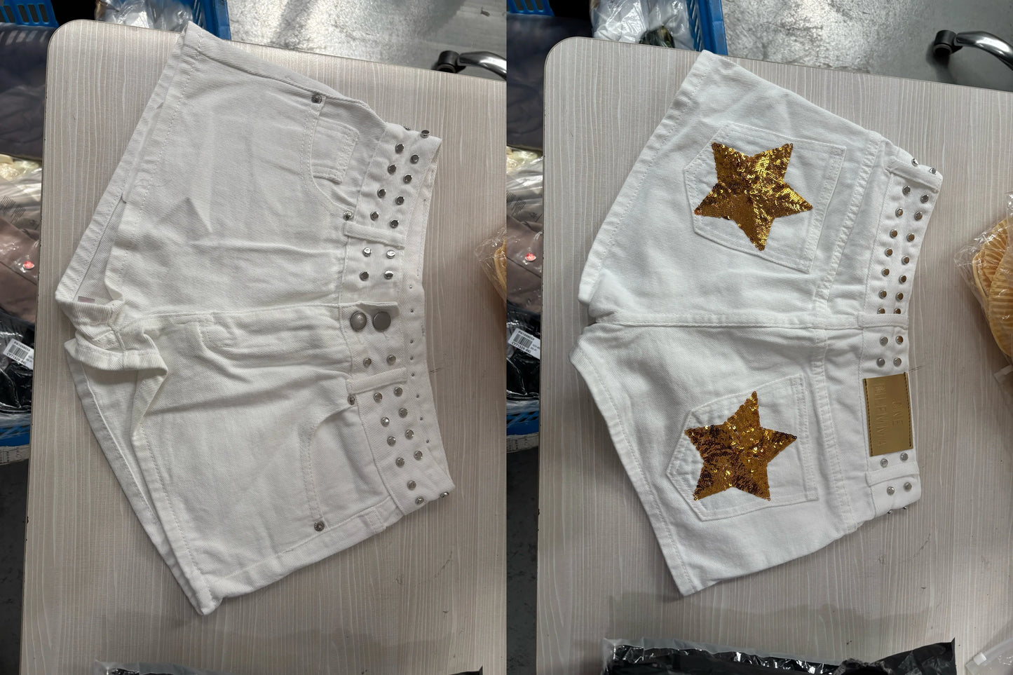 Front Bodycon 2026 Summer EdgyLeopard Rivet Star Embellished Denim Shorts Botton Women Bottoms Fashion Wild Casual Daily Shorts