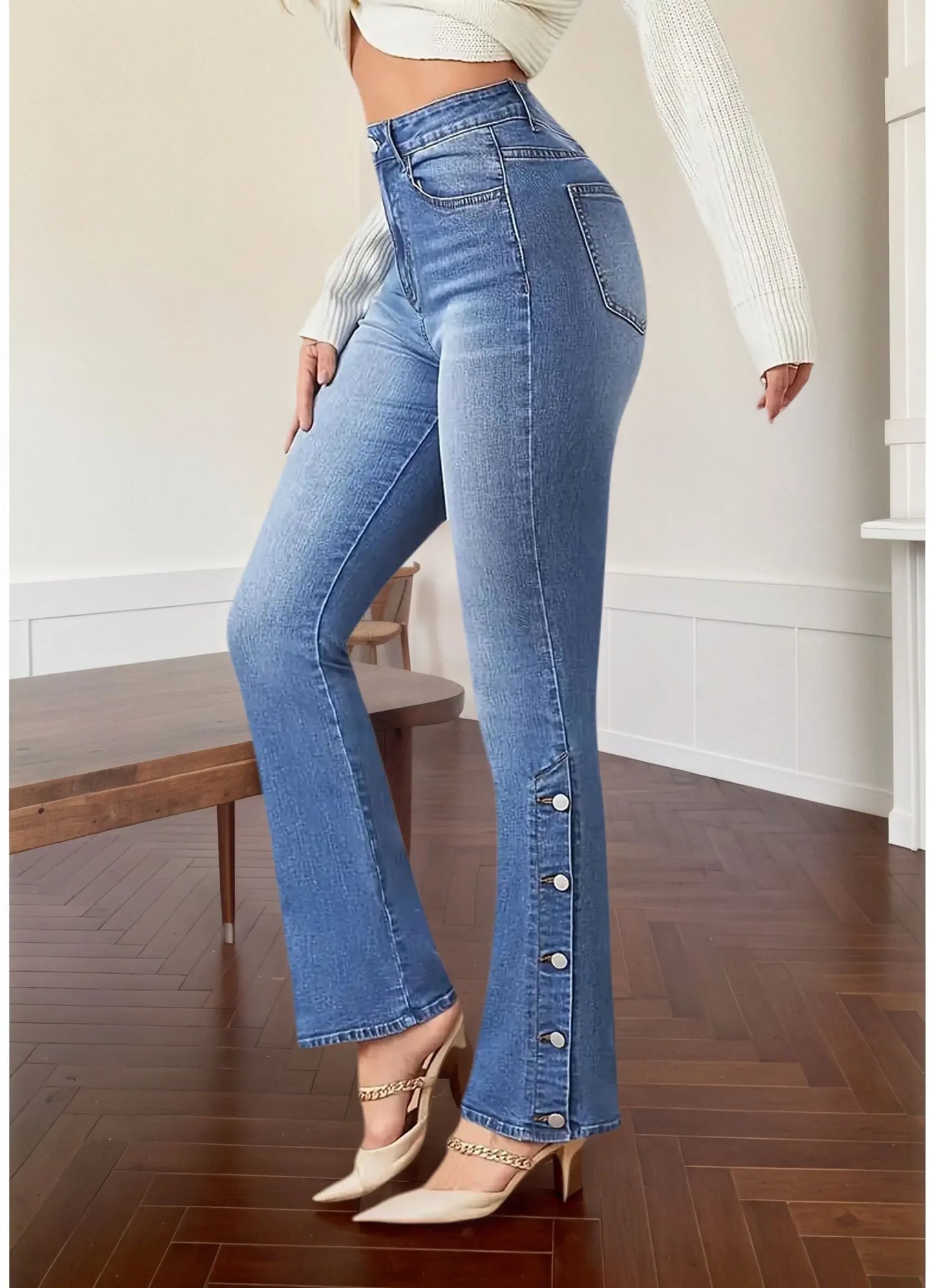 Y2k Jeans For Woman Flared Trousers Vintage Inspired Elegant Look Stretch Fabric Machine Washable Denim Pants Retro Style
