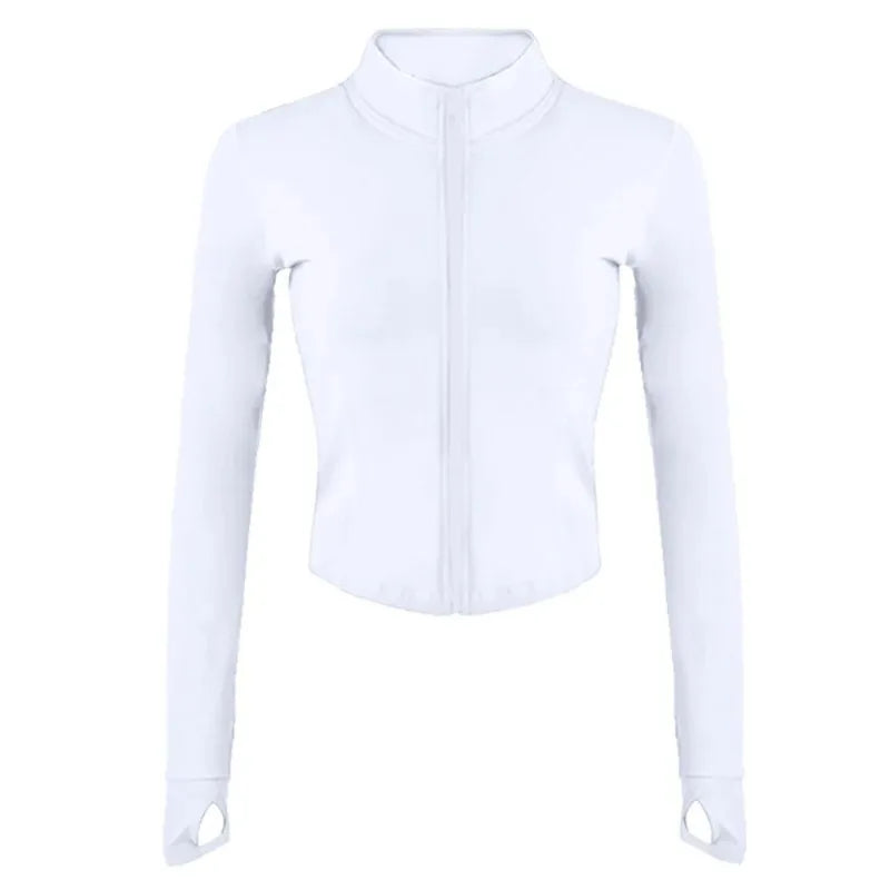 Sports Top Running Gym Clothing Long Sleeve Yoga Zipper Jacket Slim Fit Stylish Spring Autumn Womens Fitness Wear