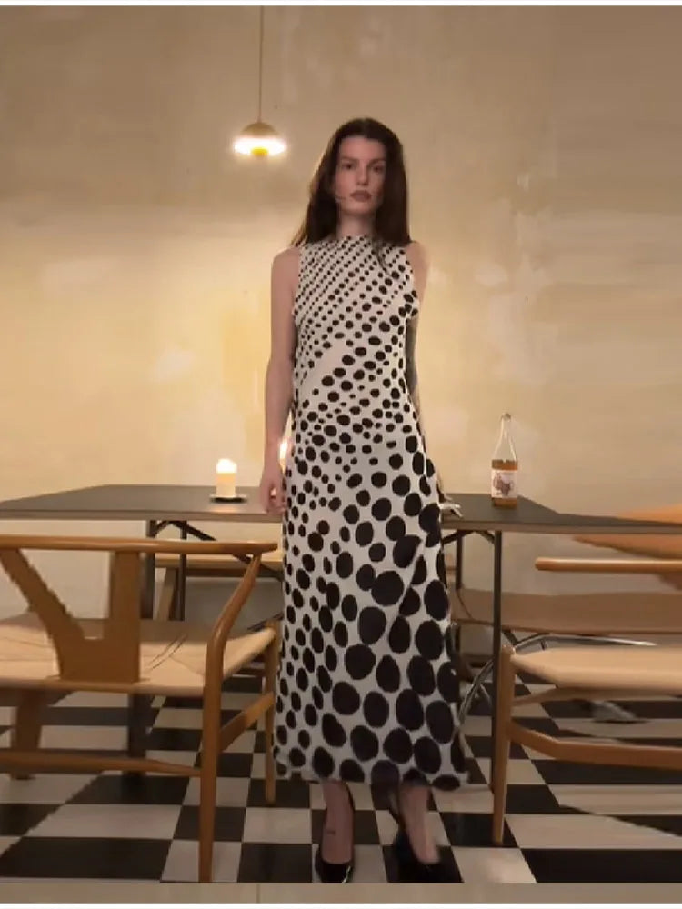 Vestido Maxi de Lunares Elegante | Moda Femenina Chic