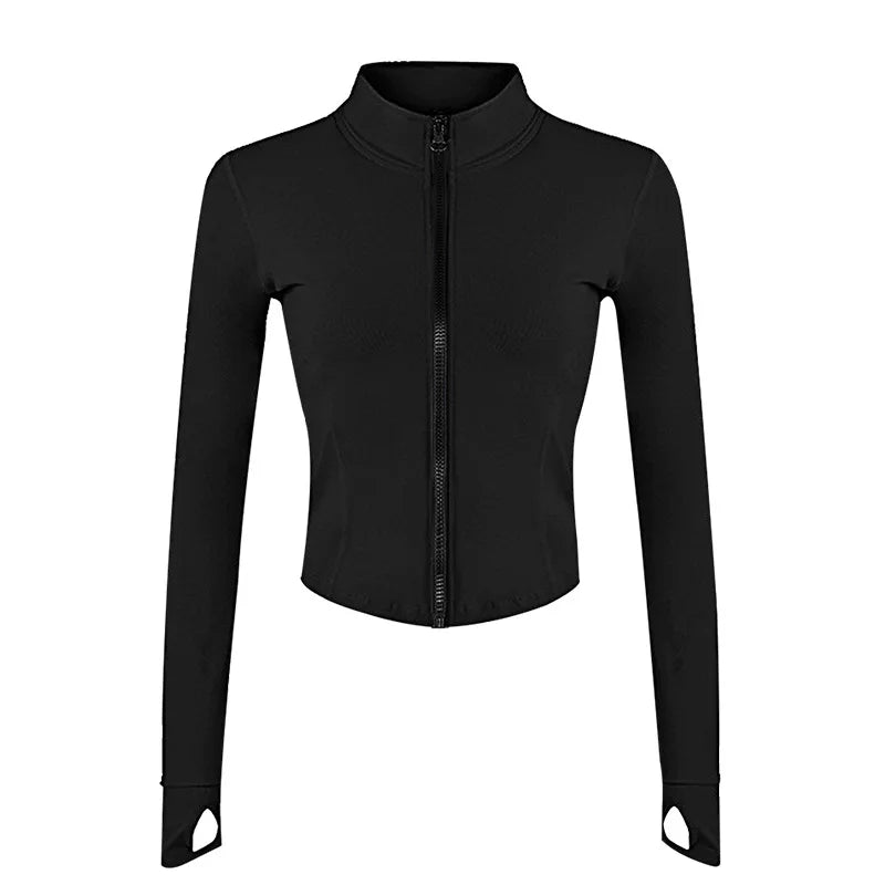 Sports Top Running Gym Clothing Long Sleeve Yoga Zipper Jacket Slim Fit Stylish Spring Autumn Womens Fitness Wear