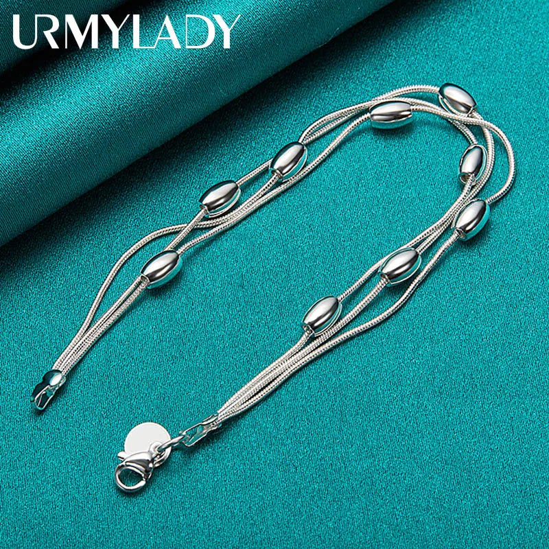 Pulsera Cadena Plata 925 Sterling Silver Diseño Moda Mujer - Joyería Hermosa Boda Fiesta Regalo Elegante