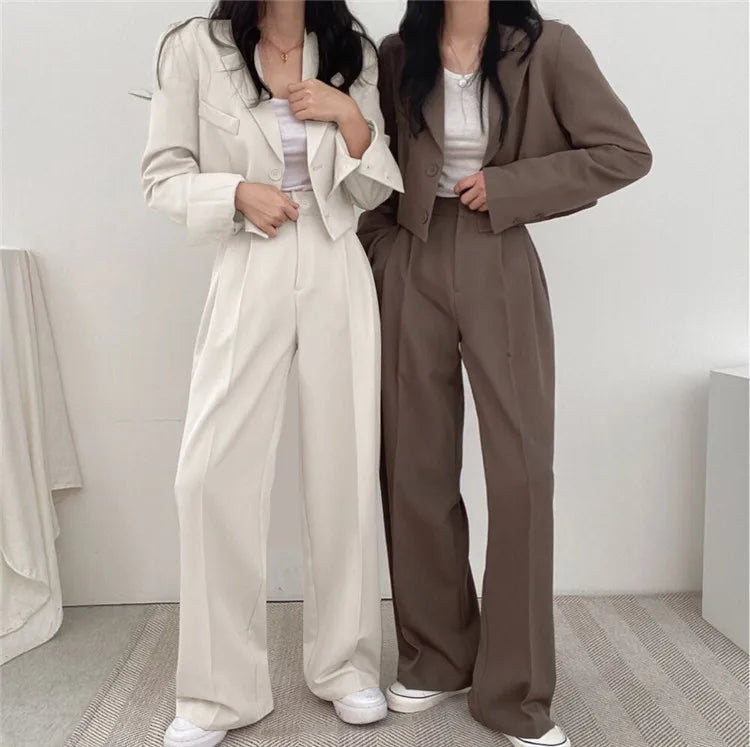 Traje Blazer y Pantalón Recto 2 Piezas Mujer
