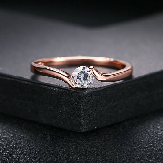 Anillo Compromiso Zirconia Cúbica Austriaca Oro Rosa para Mujer