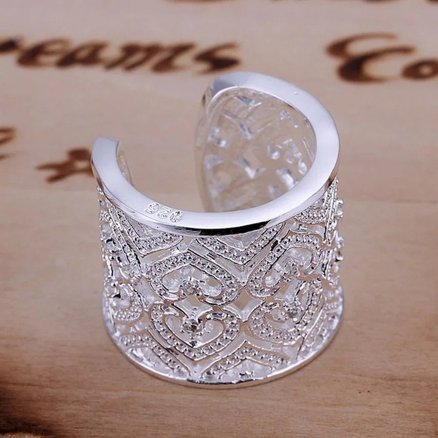 Anillo Plata 925 Sterling Silver Elegante Cristales Mujer - Joyería Noble Encantadora Fiesta Boda Regalo