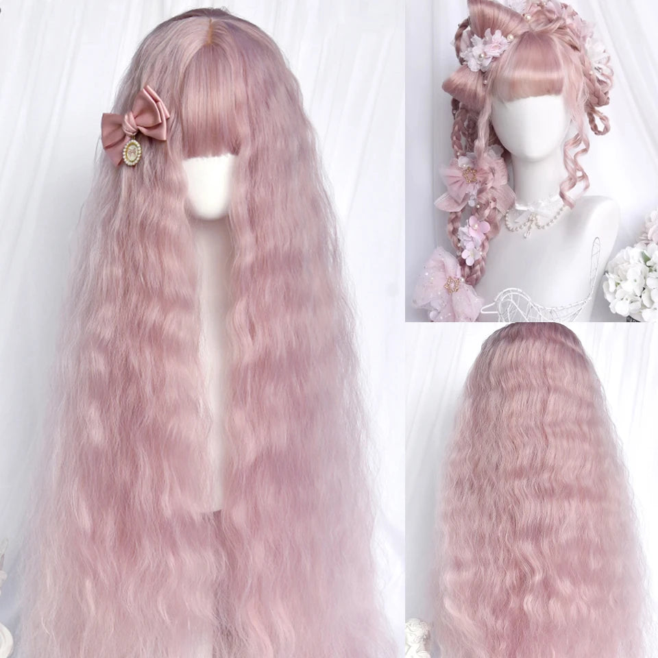 Peluca Sintética Corta con Dobles Coletas Rizadas y Flequillo – Estilo Lolita Cosplay
