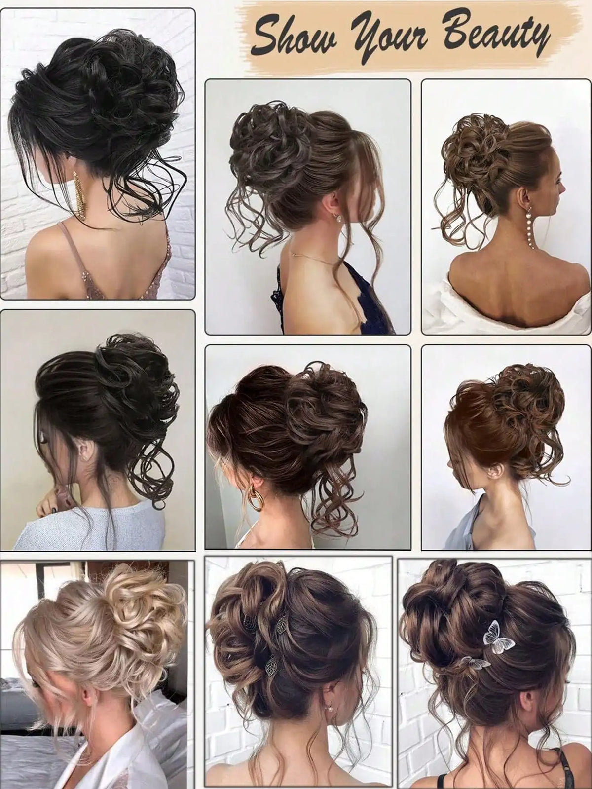 Moño Rizado Despeinado Sintético con Garra – Extensión Scrunchie Falso para Mujer | Color Castaño Claro