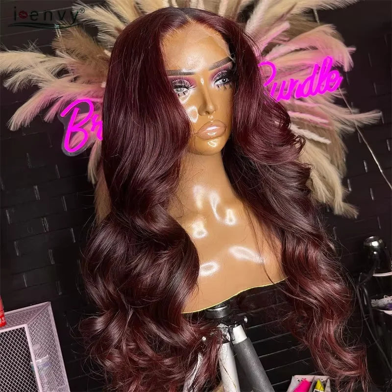 Peluca Burgundy HD Lace Front 13x4 | Cabello Humano Ondulado