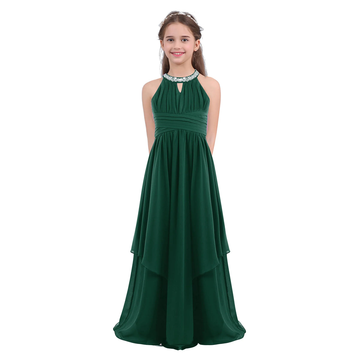 Vestido Largo de Fiesta para Niña con Encaje – Varios Colores