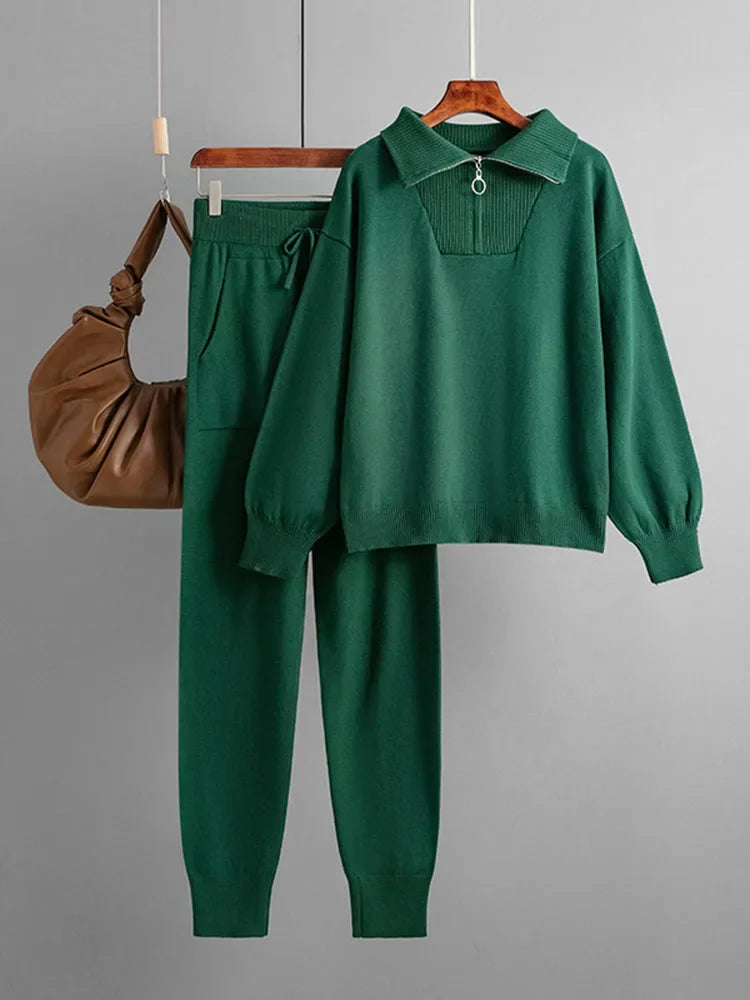 Conjunto Tejido Suéter y Pantalón Jogger Mujer