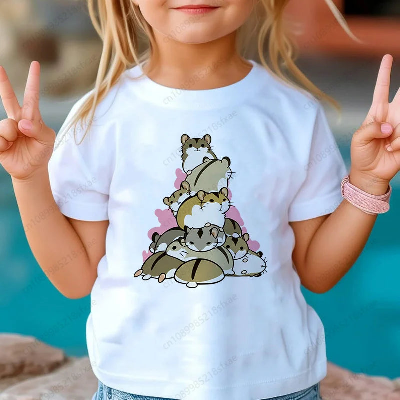 I Love My Hamster Best Hamster Mom Ever Boys & Girls White Tshirt Cartoon Fashion Funny Print T-shirt Kids Summer O-Neck To