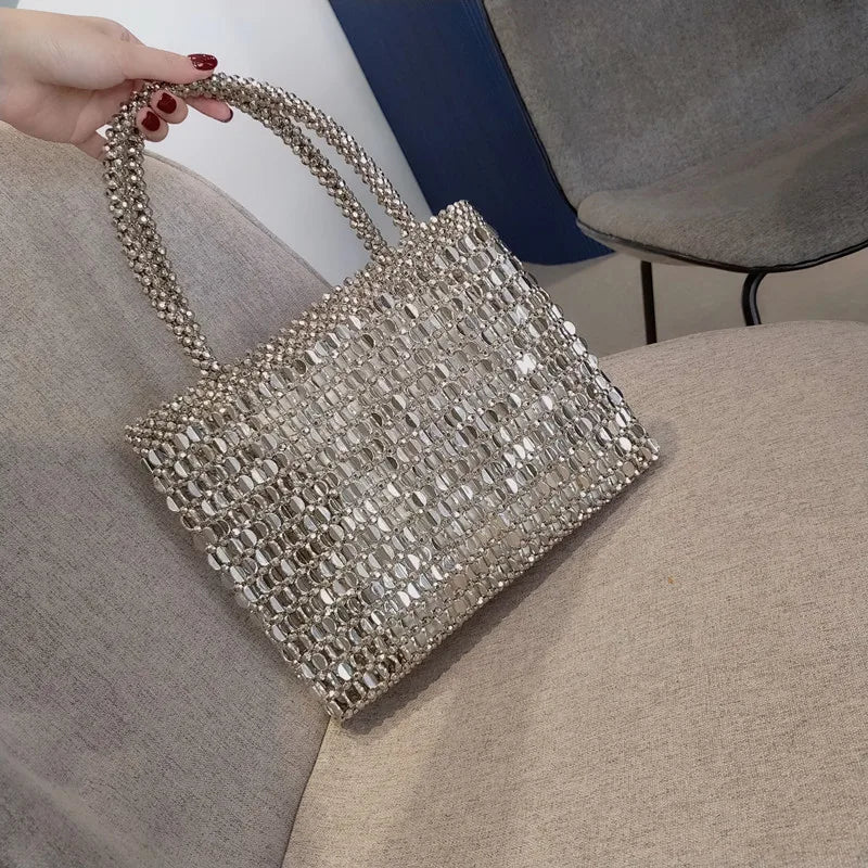 Bolso de Fiesta Tejido con Cuentas para Mujer