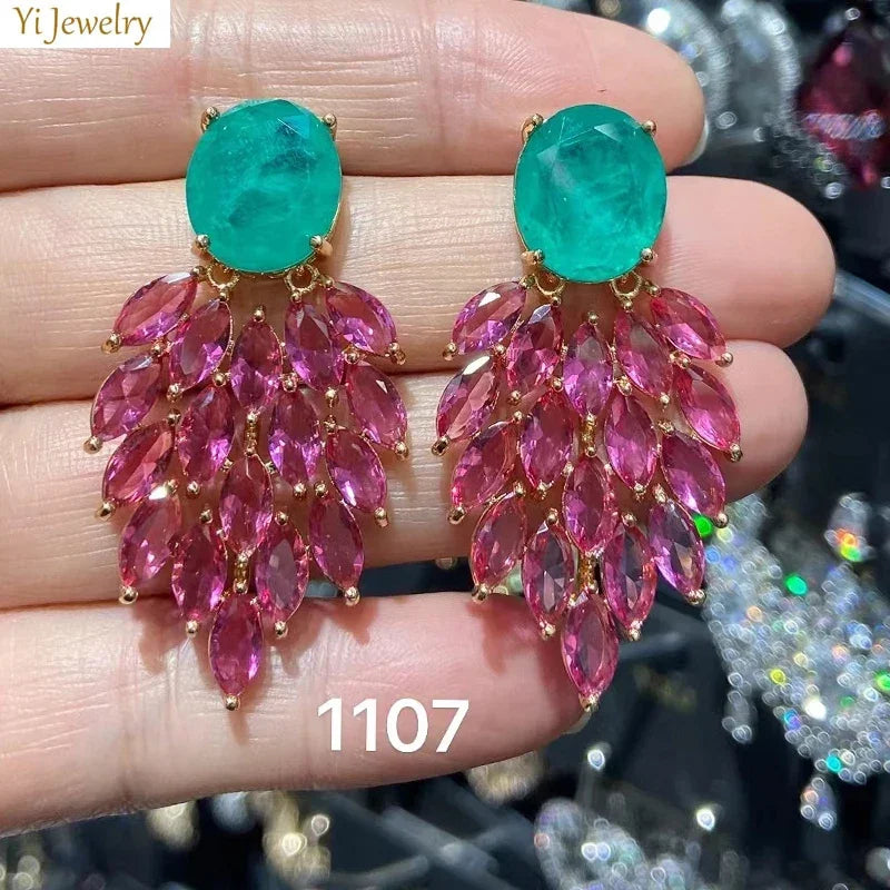 Cute Pink Green white Earrings women Small Teardrop Stud Earrings female gift sweet
