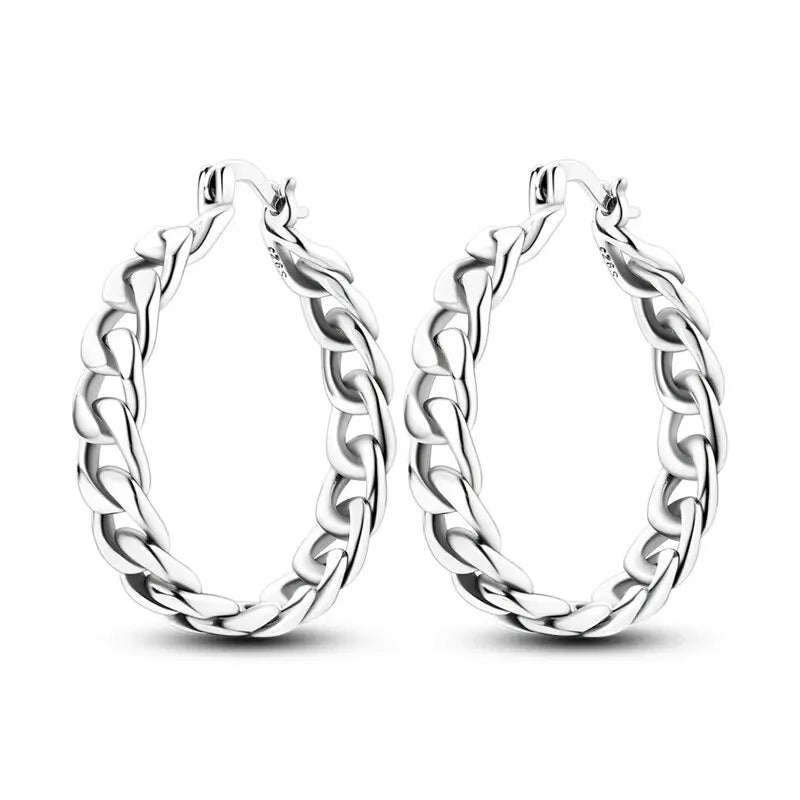 Aretes Aro Redondo Zircón Geométrico Plata 925 para Mujer