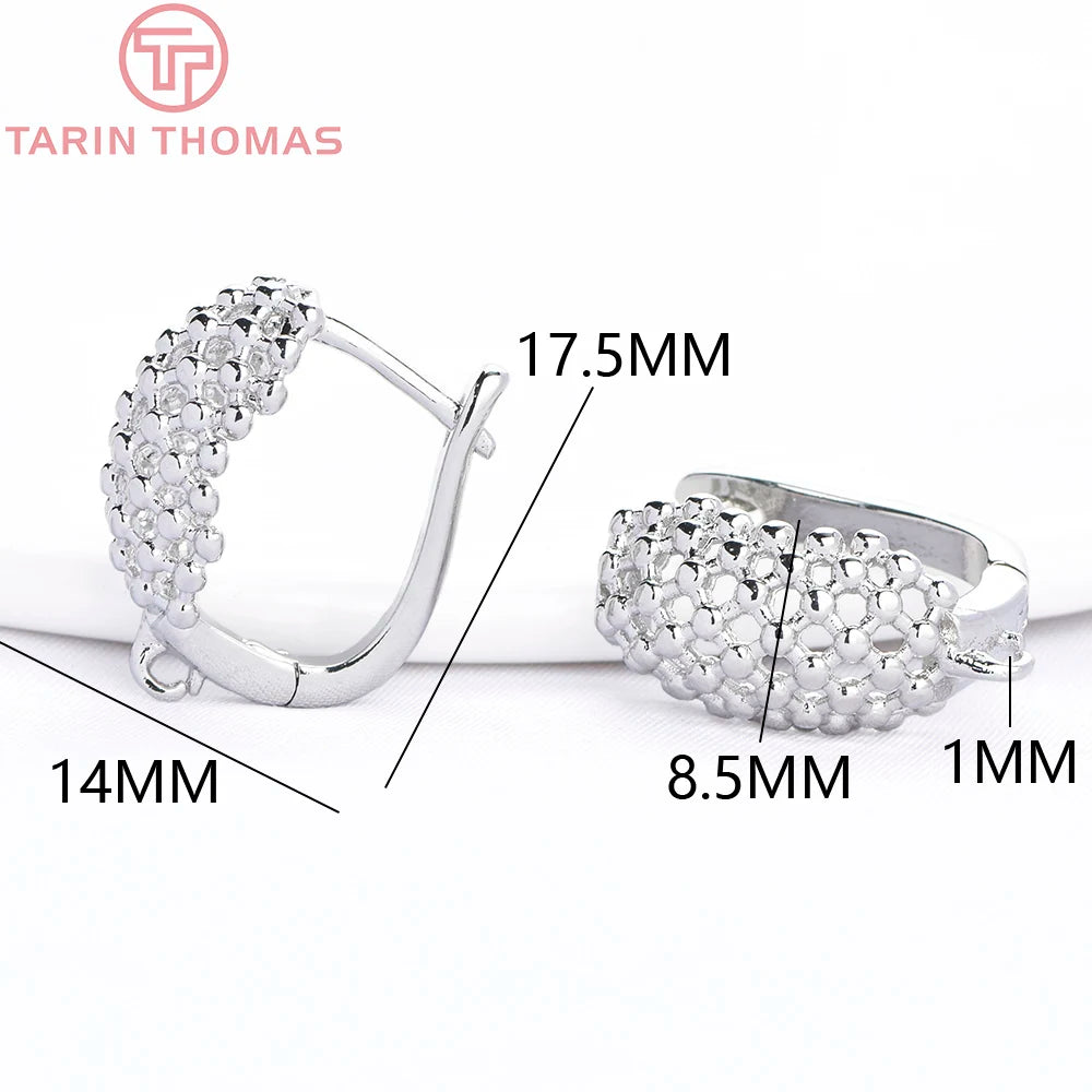 4 Piezas Cierres para Aretes en Latón Malla Calada - Color Oro 24K para Bisuterí­a