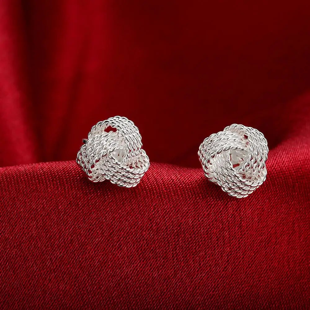 Set Collar y Aretes Bola Plata 925 Moda Fiesta
