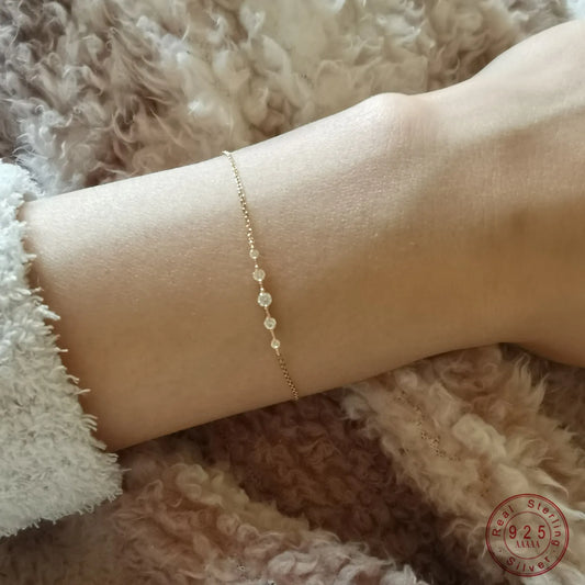 Pulsera Elegante Zircón Brillante Plata 925 para Mujer