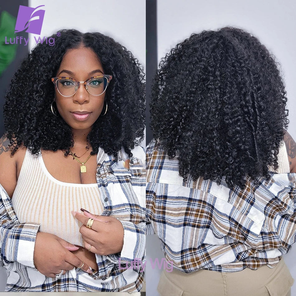 Peluca Kinky Curly V Part | Cabello Humano Brasileño 180% Densidad Glueless