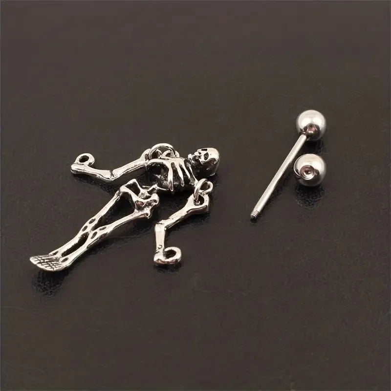 Aretes Góticos de Esqueleto Humano en Forma de Hueso - Halloween Cosplay