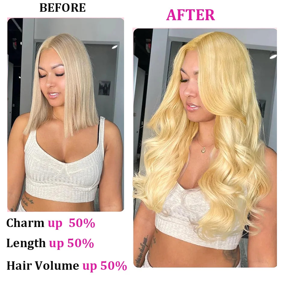 Extensiones Clip-in Cabello Humano 100% | 8 Piezas 120g Color Rubio 613#