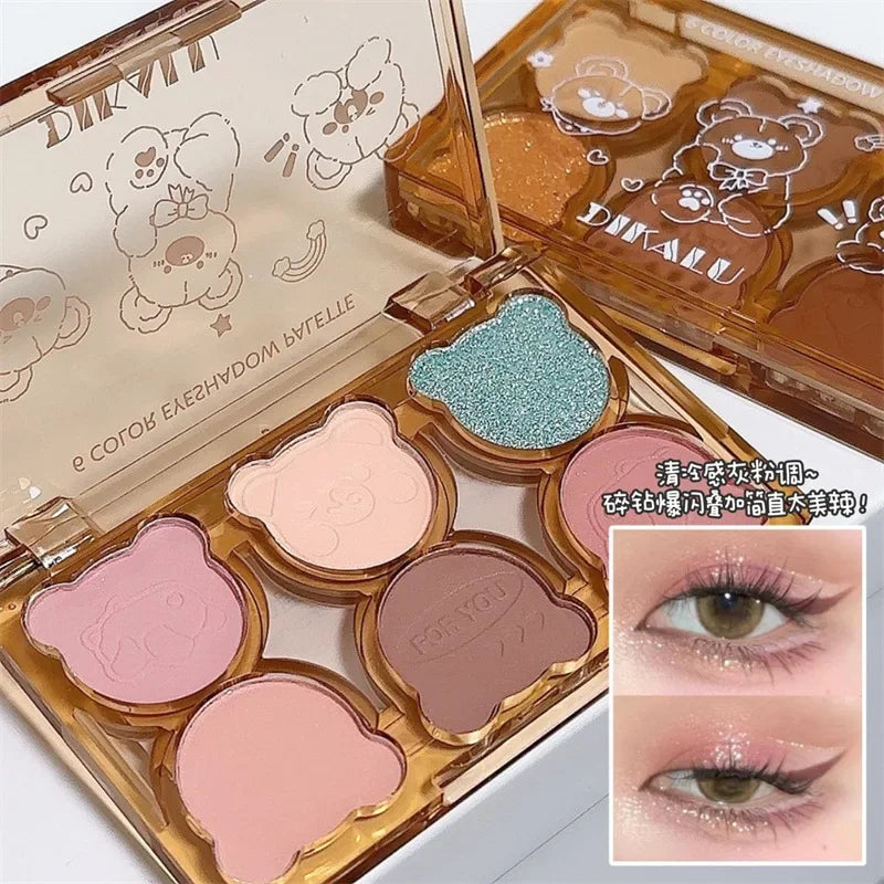 Paleta 6 Colores Sombras Mate Shimmer Ahumado – Tonos Gris Rojo Negro Vino Maquillaje