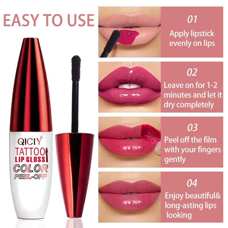 Lip Gloss Despegable 4 Colores Hidratante Larga Duración – Labial Sin Manchas Mujer