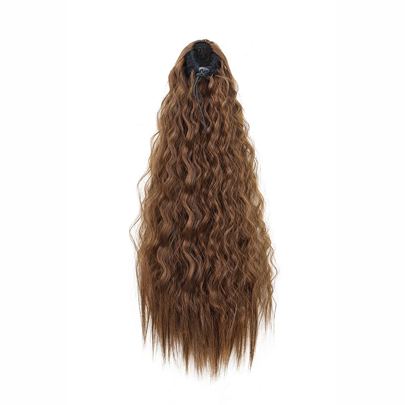 Cola de Caballo Kinky Curly Sintética 22 Pulgadas – Extensión con Clip y Cordón | Negro para Mujer