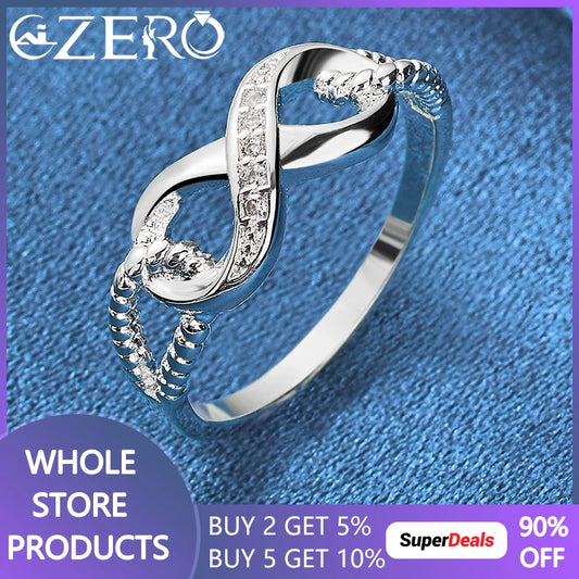 Anillo Forma 8 Zirconia Plata 925 Pareja