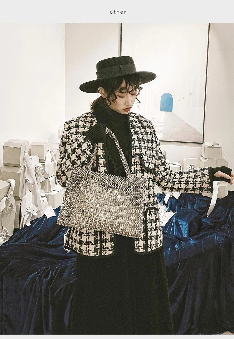 Bolso de Fiesta Tejido con Cuentas para Mujer