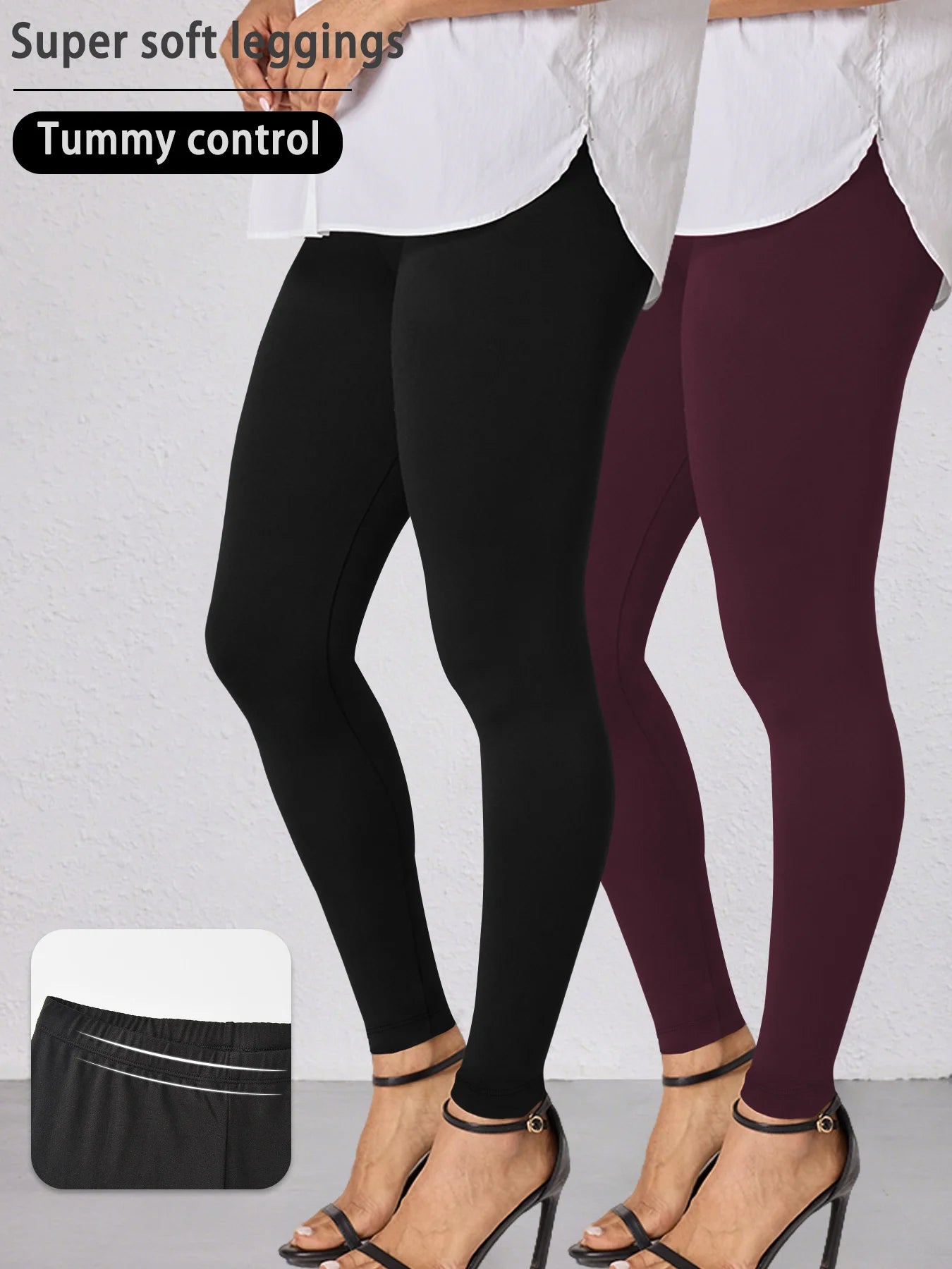 Pack de 2 Leggings Tiro Bajo Super Suaves para Mujer - Alta Elasticidad Mallas para Yoga Running Ejercicio Uso Casual