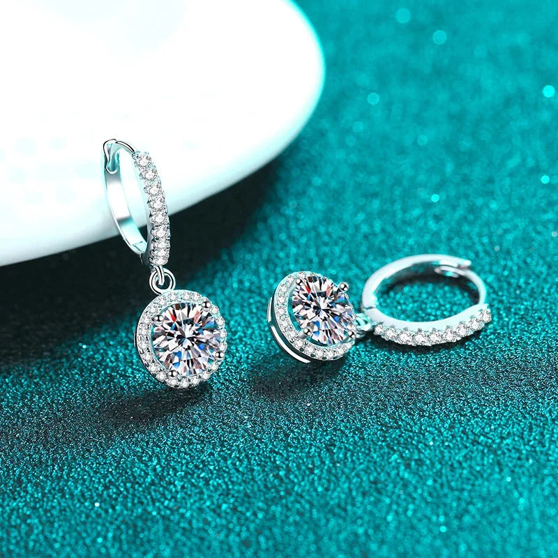 Aretes Colgantes Moissanite 0.5ct–1ct Color D Plata 925 para Mujer
