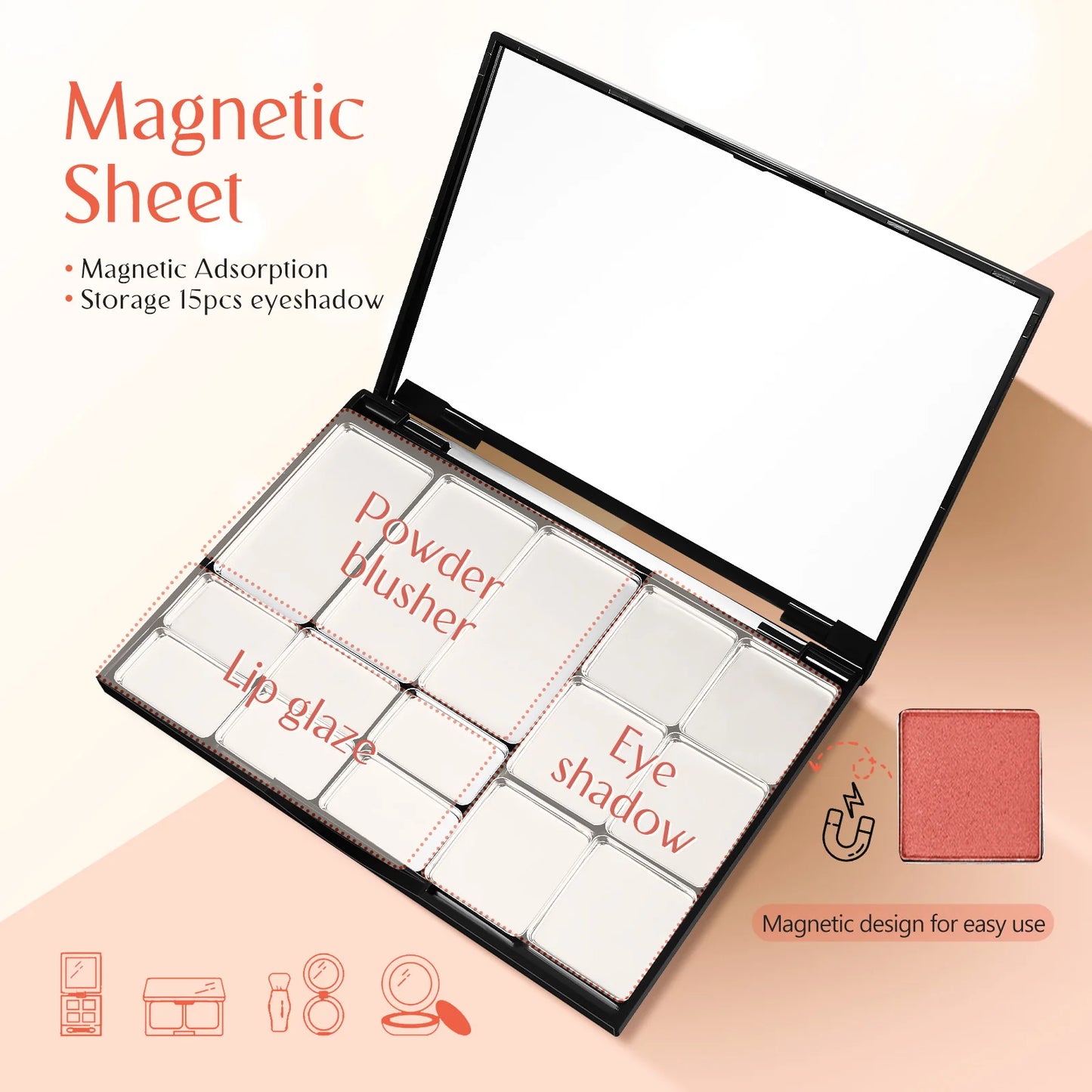 Bandeja Magnética Vacía para Sombras – Paleta Organizadora Maquillaje Imantada