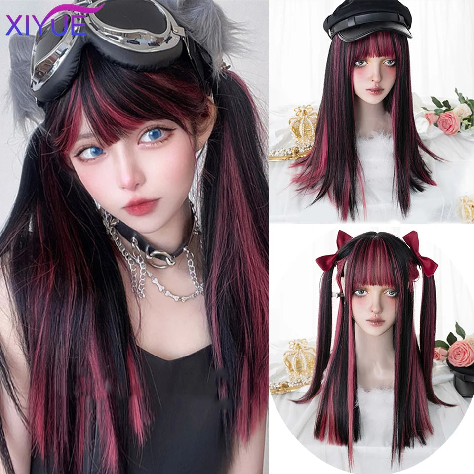 Peluca Sintética Corta con Dobles Coletas Rizadas y Flequillo – Estilo Lolita Cosplay