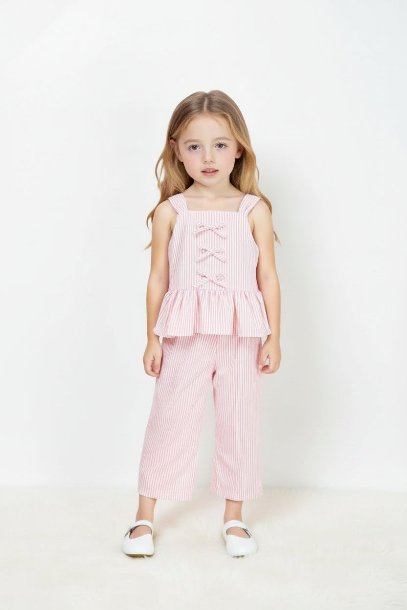 Conjunto de Verano 2 Piezas para Niña | Camisole Rayada + Pantalón Recto