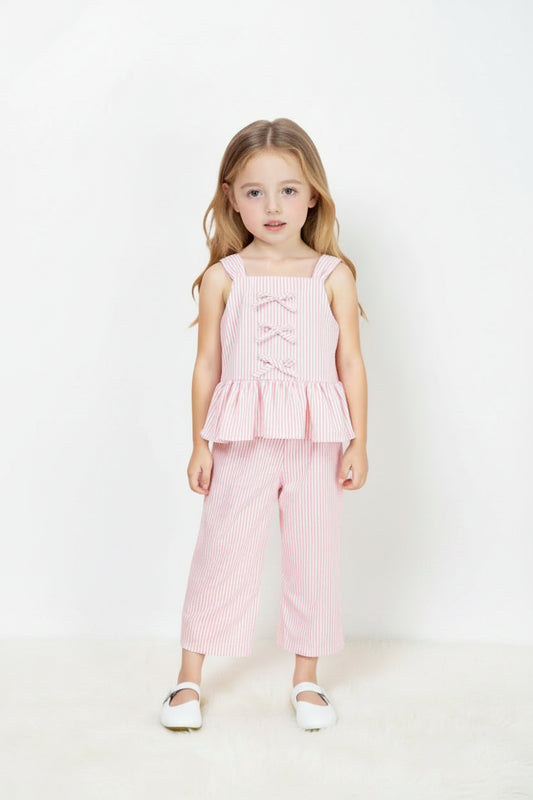 Conjunto de Verano 2 Piezas para Niña | Camisole Rayada + Pantalón Recto