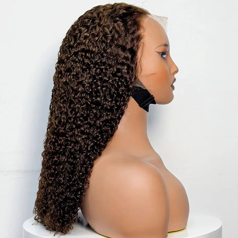 Peluca Frontal de Encaje 13x4 Jerry Curl Ombré – 300% Densidad Cabello Humano 22 Pulgadas